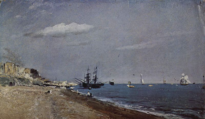 Beach of Brighton with sailing boats